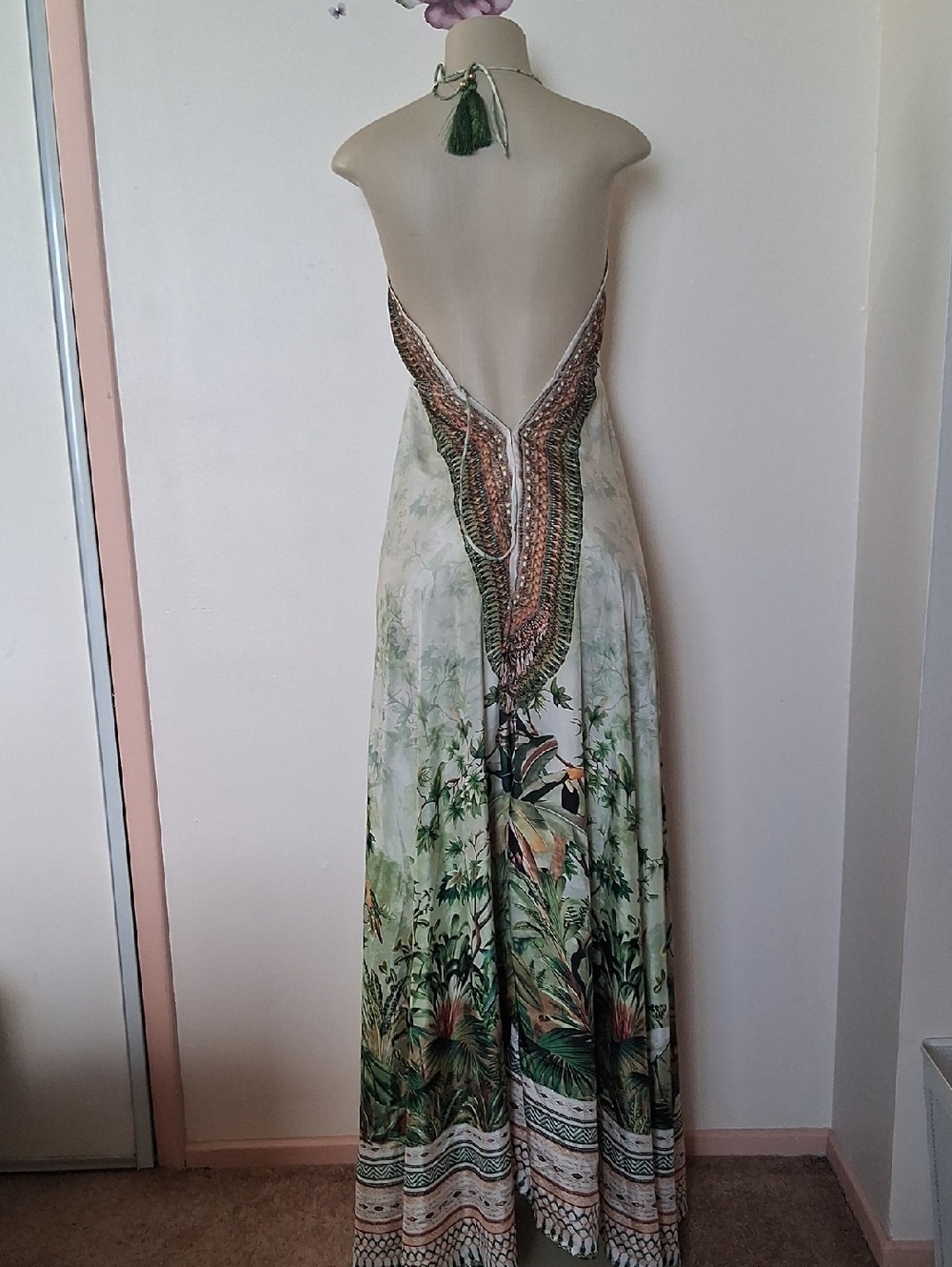 True Colors La Moda embellished Halter Maxi Dress High-Low Low Back Tropical - Picture 4 of 13